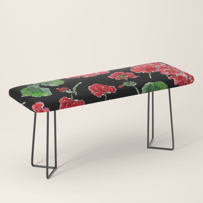 Red Geranium with black background Bench Gallery Image 1