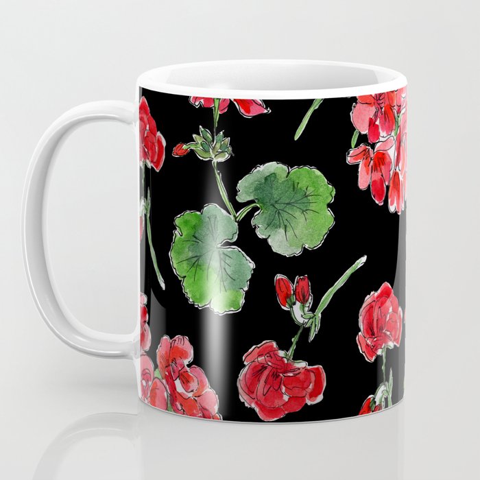 Red Geranium with black background Coffee Mug Gallery Image 3