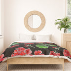 Red Geranium with black background Duvet Cover Gallery Image 3