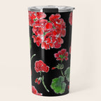 Red Geranium with black background Travel Mug Gallery Image 1