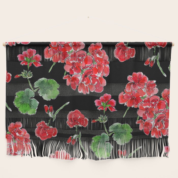 Red Geranium with black background Wall Hanging Gallery Image 1