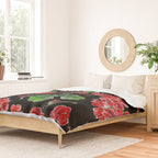 Red Geranium with black background Duvet Cover Gallery Image 2