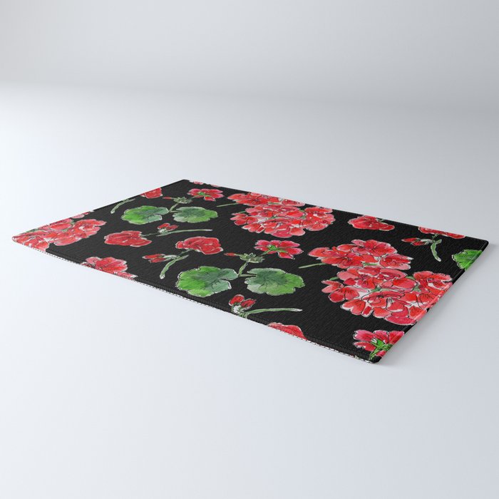 Red Geranium with black background Rug Gallery Image 3