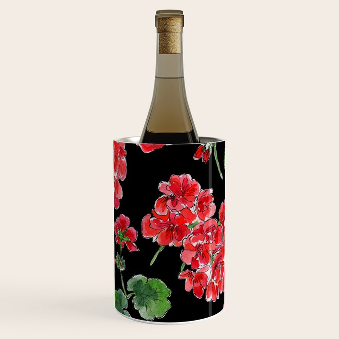 Red Geranium with black background Wine Chiller Gallery Image 3