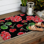 Red Geranium with black background Outdoor Rug Gallery Image 2