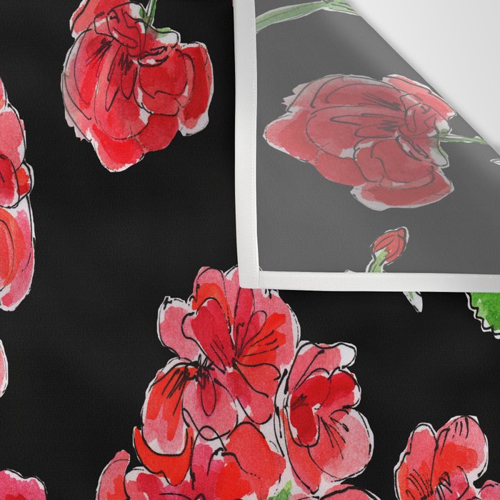 Red Geranium with black background Wall Tapestry Gallery Image 3