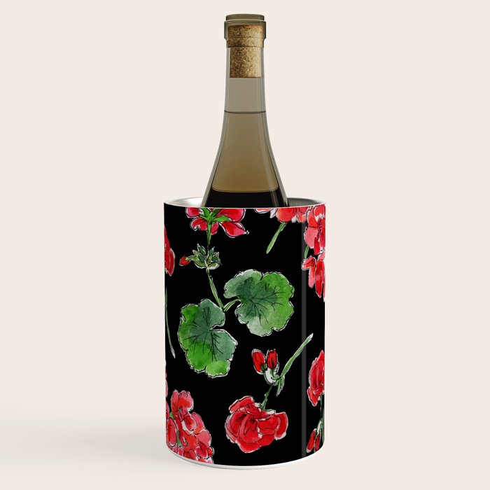 Red Geranium with black background Wine Chiller Gallery Image 2