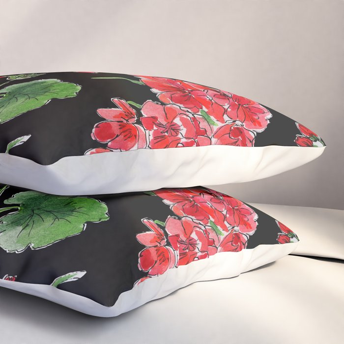 Red Geranium with black background Pillow Sham Gallery Image 3
