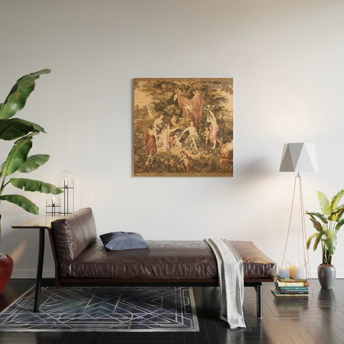 Antique 18th Century Romantic Goddess Aphrodite Parisian Tapestry Wood Wall Art Gallery Image 2