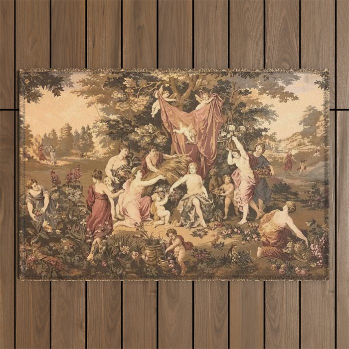 Antique 18th Century Romantic Goddess Aphrodite Parisian Tapestry Outdoor Rug Gallery Image 1