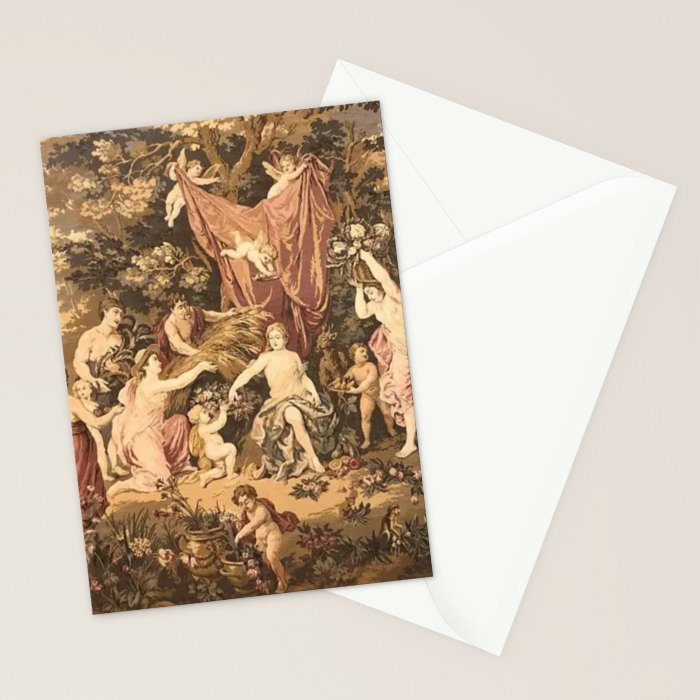 Antique 18th Century Romantic Goddess Aphrodite Parisian Tapestry Stationery Card Gallery Image 2