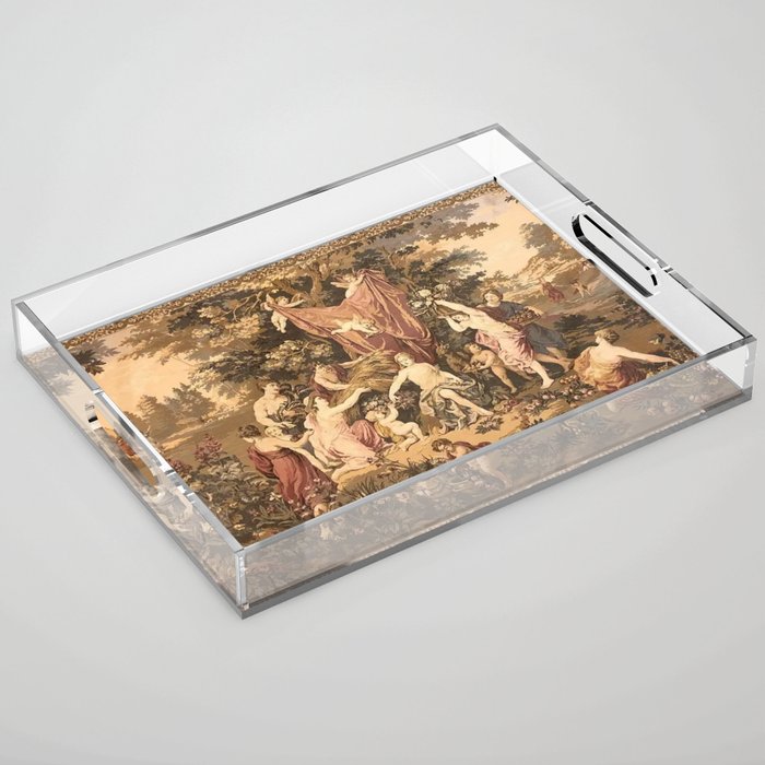 Antique 18th Century Romantic Goddess Aphrodite Parisian Tapestry Acrylic Tray Gallery Image 1