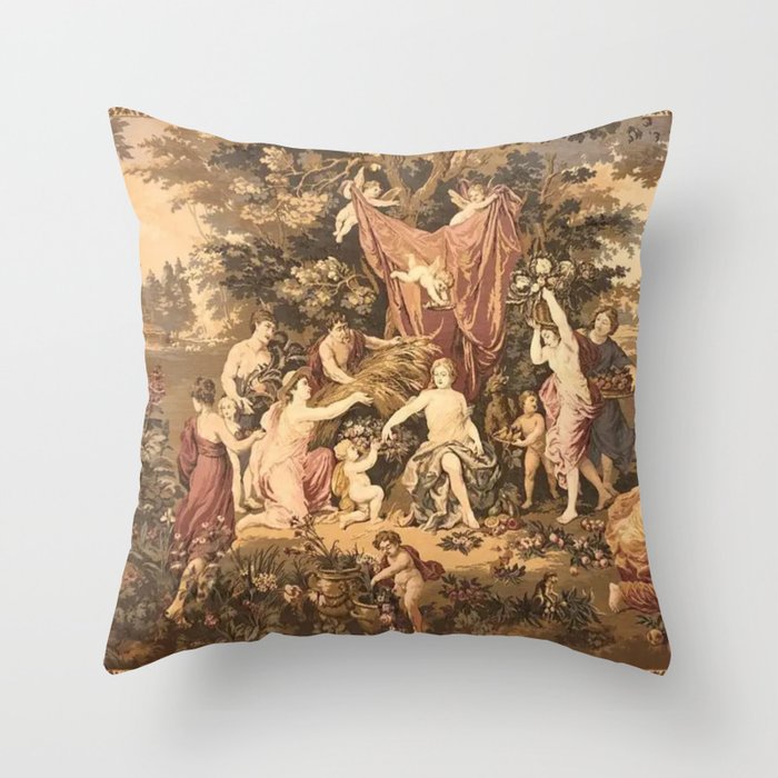 Antique 18th Century Romantic Goddess Aphrodite Parisian Tapestry Throw Pillow Gallery Image 1