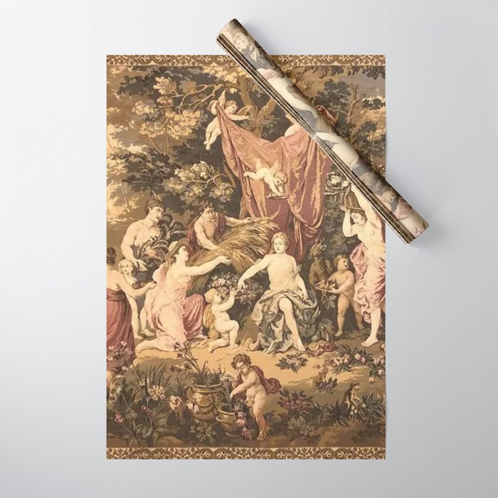 Antique 18th Century Romantic Goddess Aphrodite Parisian Tapestry Wrapping Paper Gallery Image 1