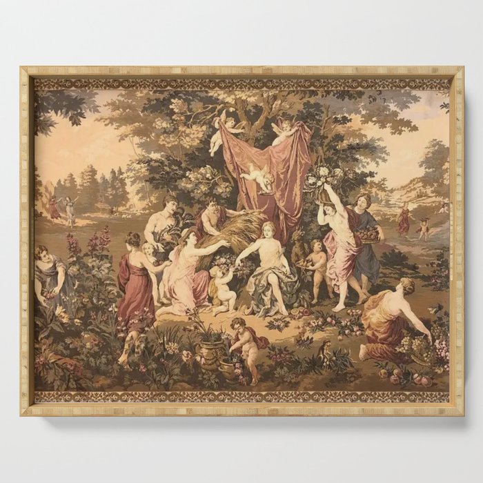 Antique 18th Century Romantic Goddess Aphrodite Parisian Tapestry Serving Tray Gallery Image 1