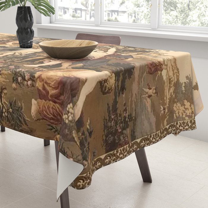 Antique 18th Century Romantic Goddess Aphrodite Parisian Tapestry Tablecloth Gallery Image 3