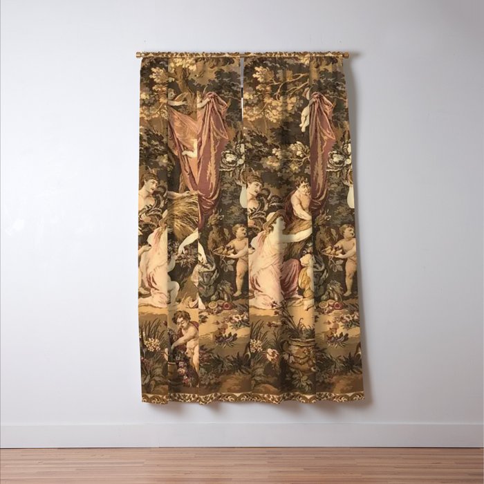 Antique 18th Century Romantic Goddess Aphrodite Parisian Tapestry Window Curtain Gallery Image 3