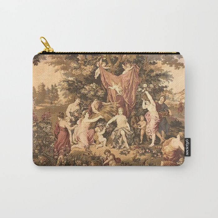 Antique 18th Century Romantic Goddess Aphrodite Parisian Tapestry Carry All Pouch Gallery Image 1