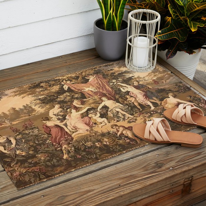 Antique 18th Century Romantic Goddess Aphrodite Parisian Tapestry Outdoor Rug Gallery Image 2