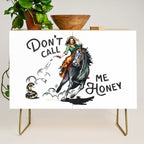 "Don't Call Me Honey" Cowgirl On Horseback Shooting a Rattlesnake Credenza Gallery Image 1