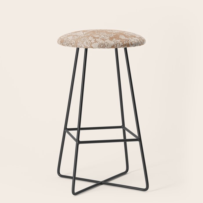 Vintage white brown grunge shabby floral Stool Gallery Image 1
