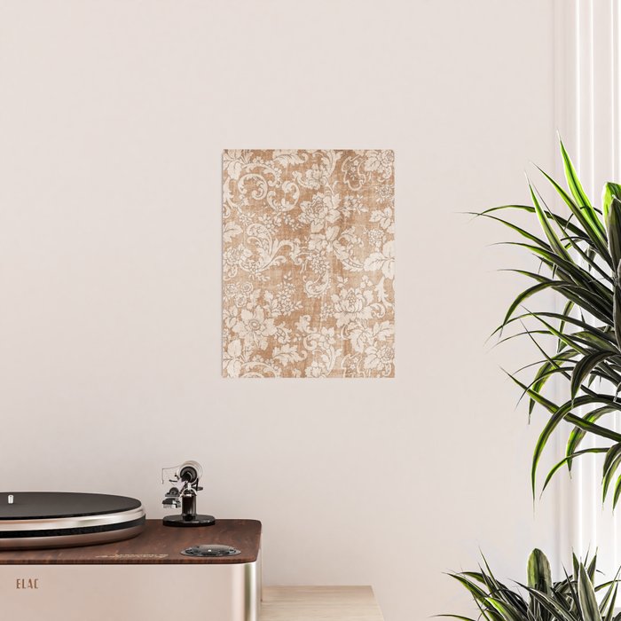 Vintage white brown grunge shabby floral Poster Gallery Image 2