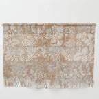 Vintage white brown grunge shabby floral Wall Hanging Gallery Image 1