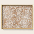 Vintage white brown grunge shabby floral Serving Tray Gallery Image 1