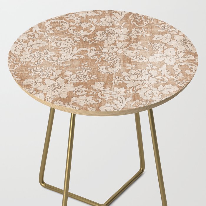 Vintage white brown grunge shabby floral Side Table Gallery Image 2