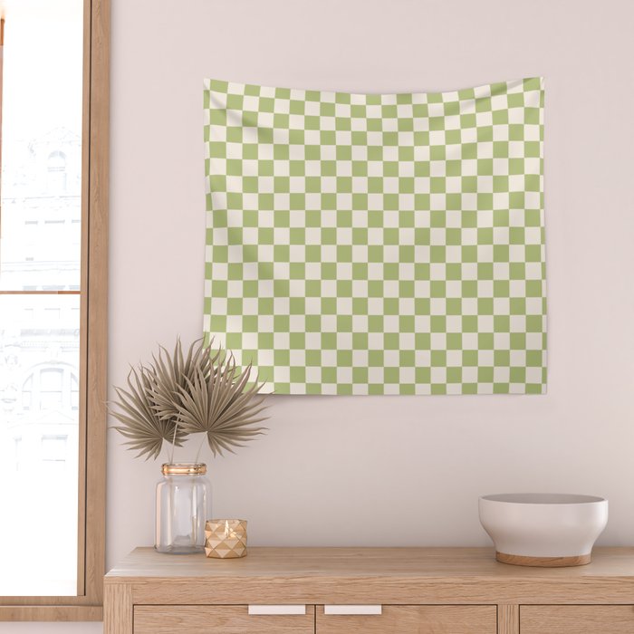 Checked - Matcha Wall Tapestry Gallery Image 2