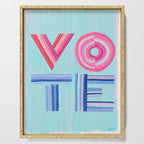 Vote Hand Lettering on Blue Watercolor Background Serving Tray Gallery Image 1