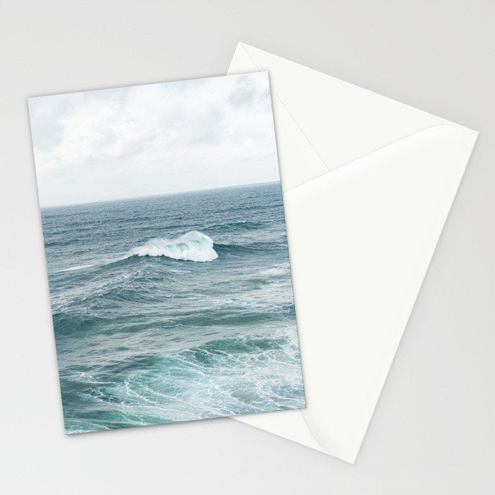 Atlantic Blues | Blue Ocean Water on the Coast of Nazaré Art Print | Wave Photography in Portugal Stationery Card Gallery Image 2