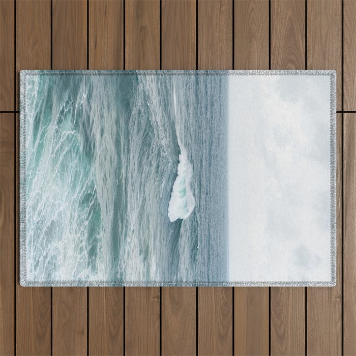 Atlantic Blues | Blue Ocean Water on the Coast of Nazaré Art Print | Wave Photography in Portugal Outdoor Rug Gallery Image 1