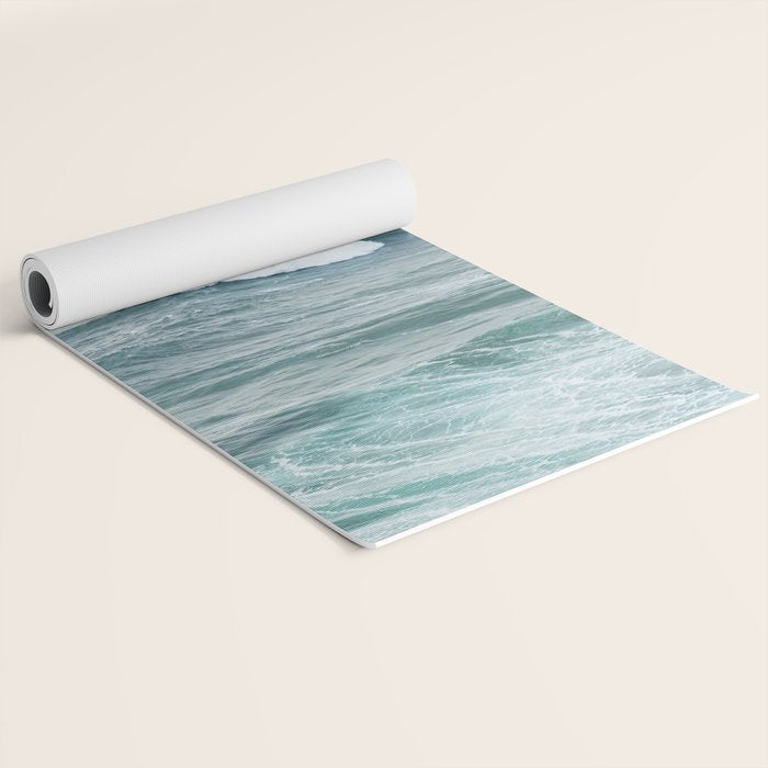Atlantic Blues | Blue Ocean Water on the Coast of Nazaré Art Print | Wave Photography in Portugal Yoga Mat Gallery Image 2