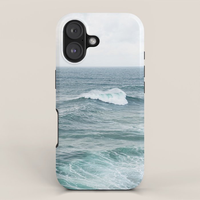 Atlantic Blues | Blue Ocean Water on the Coast of Nazaré Art Print | Wave Photography in Portugal iPhone Case Gallery Image 1