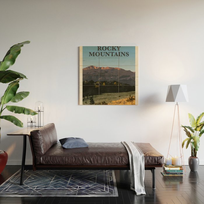 Visit Rocky mountains Wood Wall Art Gallery Image 2