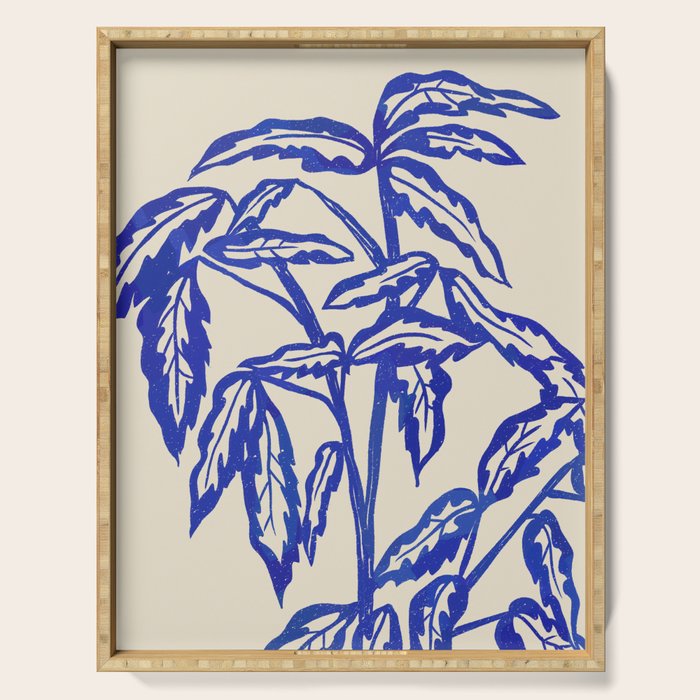 Minimal Blue Plant Serving Tray Gallery Image 1