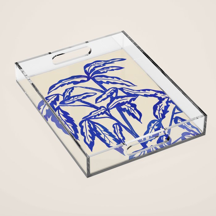 Minimal Blue Plant Acrylic Tray Gallery Image 1
