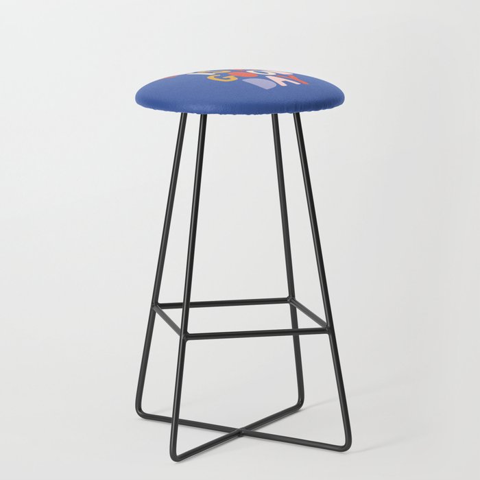 Today is a Good Day in blue red peach pink and mustard yellow Stool Gallery Image 1