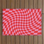 Pink & Red Checker Outdoor Rug Gallery Image 1