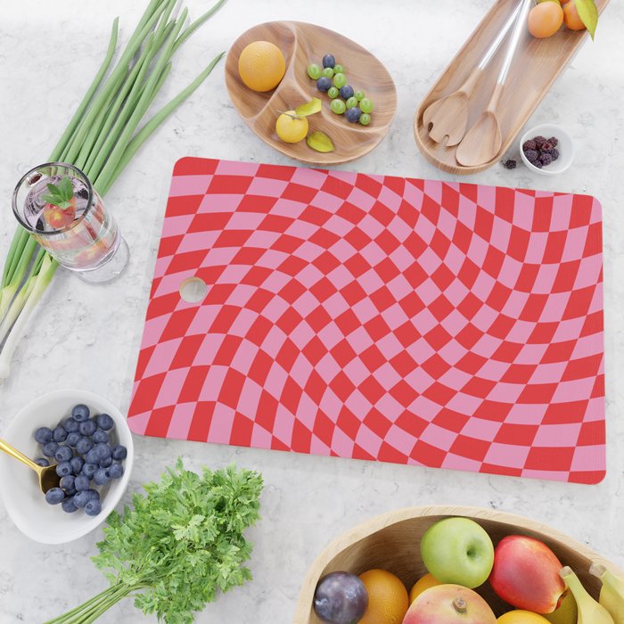 Pink & Red Checker Cutting Board Gallery Image 2