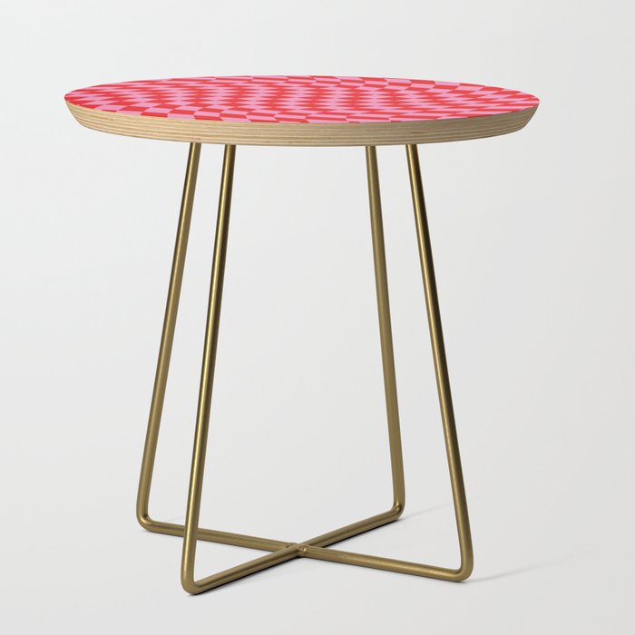 Pink & Red Checker Side Table Gallery Image 1