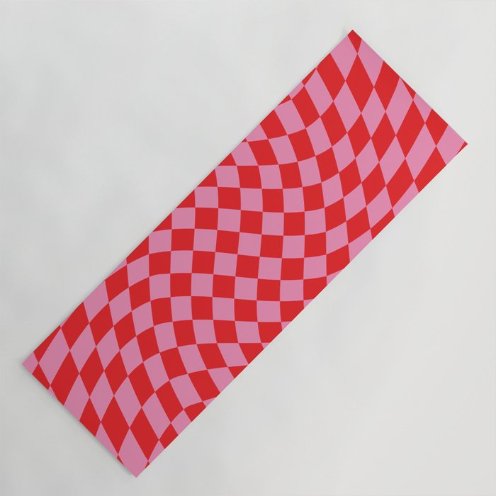 Pink & Red Checker Yoga Mat Gallery Image 1