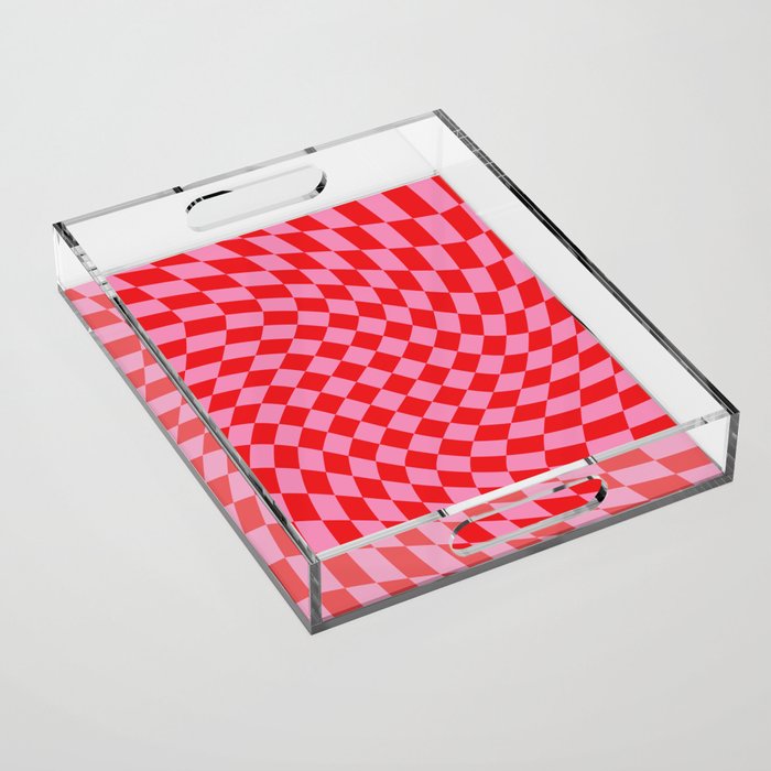 Pink & Red Checker Acrylic Tray Gallery Image 1