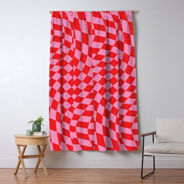 Pink & Red Checker Window Curtain Gallery Image 5
