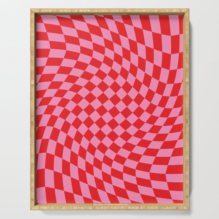 Pink & Red Checker Serving Tray Gallery Image 1