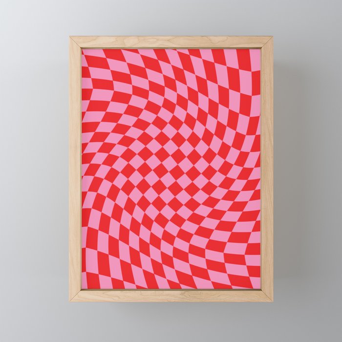 Pink & Red Checker Mini Art Print Gallery Image 1