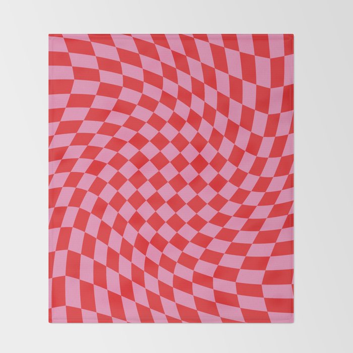 Pink & Red Checker Throw Blanket Gallery Image 2