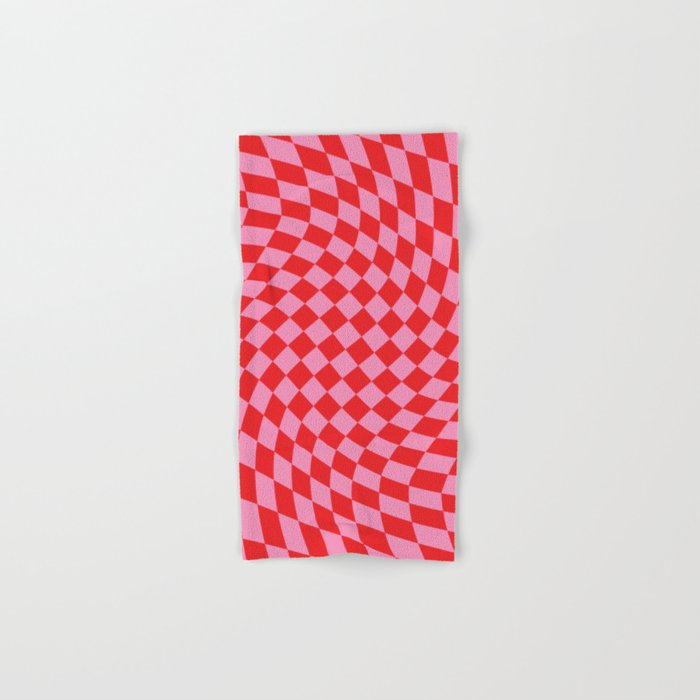 Pink & Red Checker Bath Towel Gallery Image 1