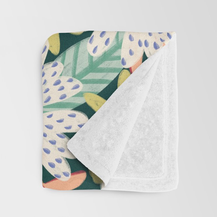 Summer Bloom - Dark Green Background  Throw Blanket Gallery Image 3
